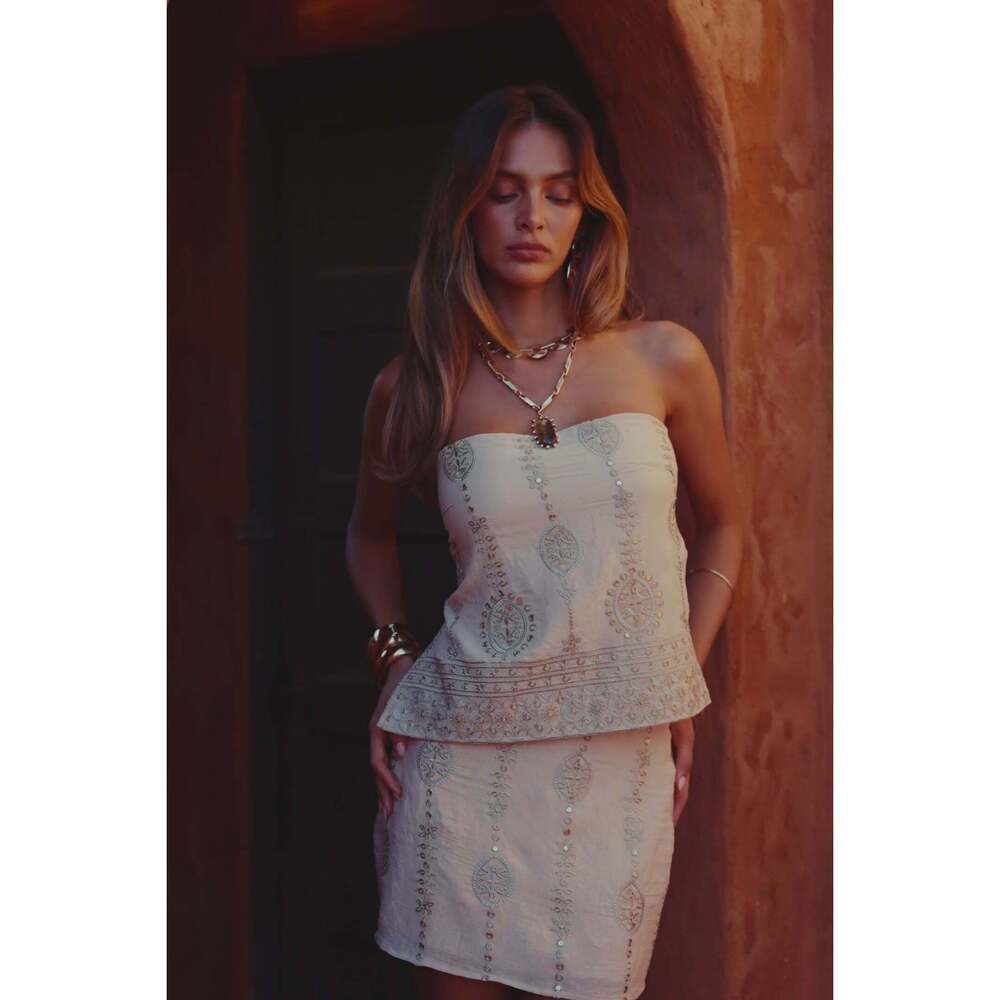 12th Tribe Soli Embroidered Linen Top Size L - Picture 3 of 3